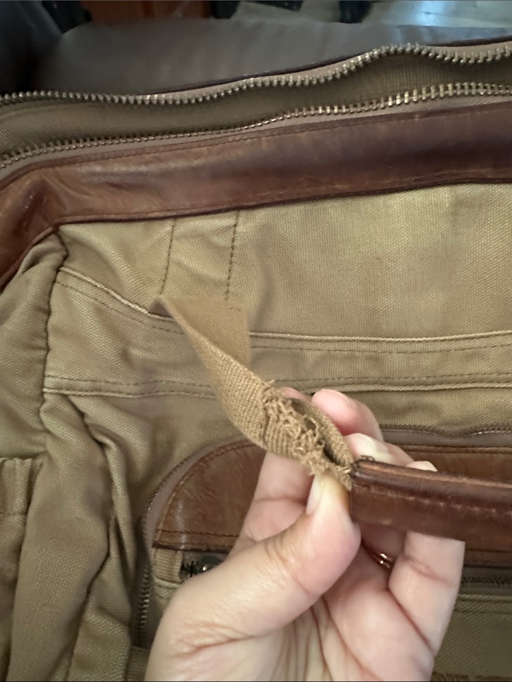 Duluth Trading Co Tan Canvas Duffel with Brown Leather Accents - Picture 13 of 13